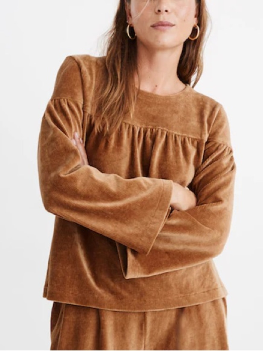 Madewell Texture & Thread Corduroy Bell Sleeve Swing Top Fall Boho 2.0 Plus XXL